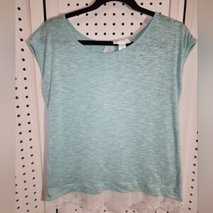 Just Be S Mint Green Sheer Back Panel and Bottom Short Sleeve